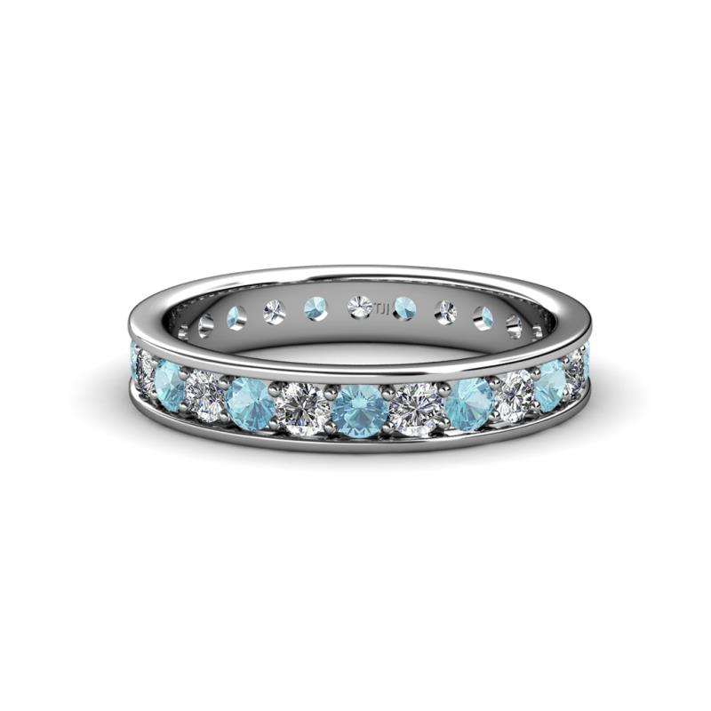 Livia 2.40 mm Aquamarine and Lab Grown Diamond Eternity Band 