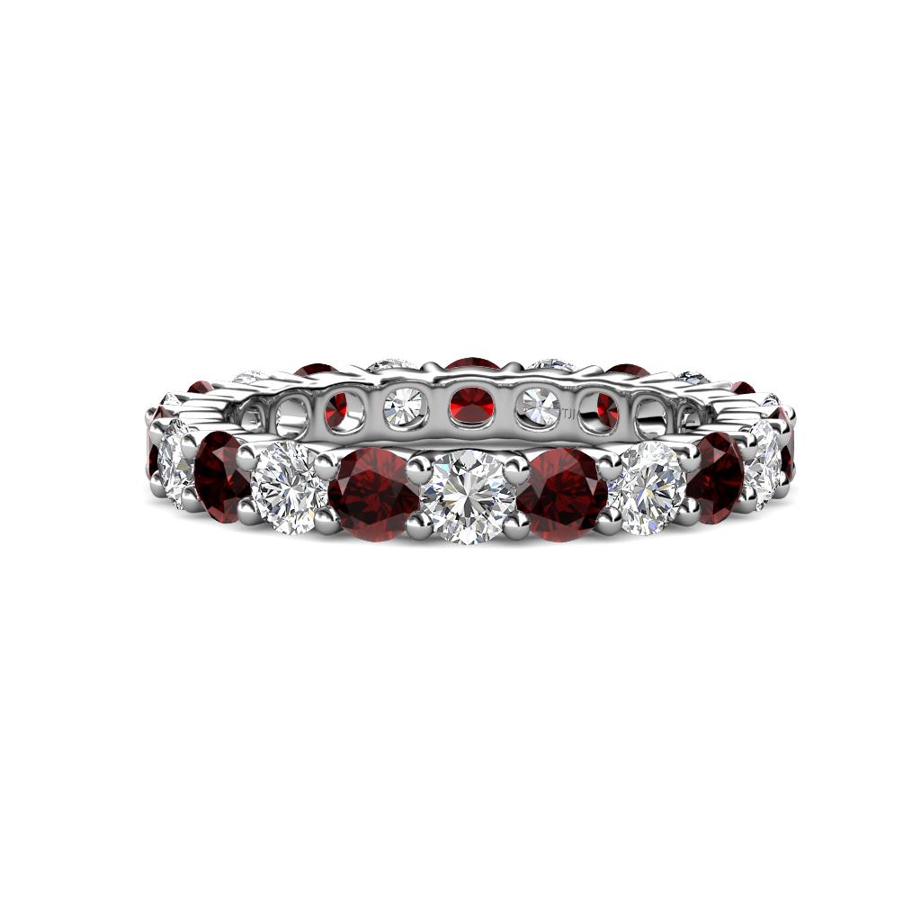 Joyce 4.00 mm Red Garnet and Diamond Eternity Band 