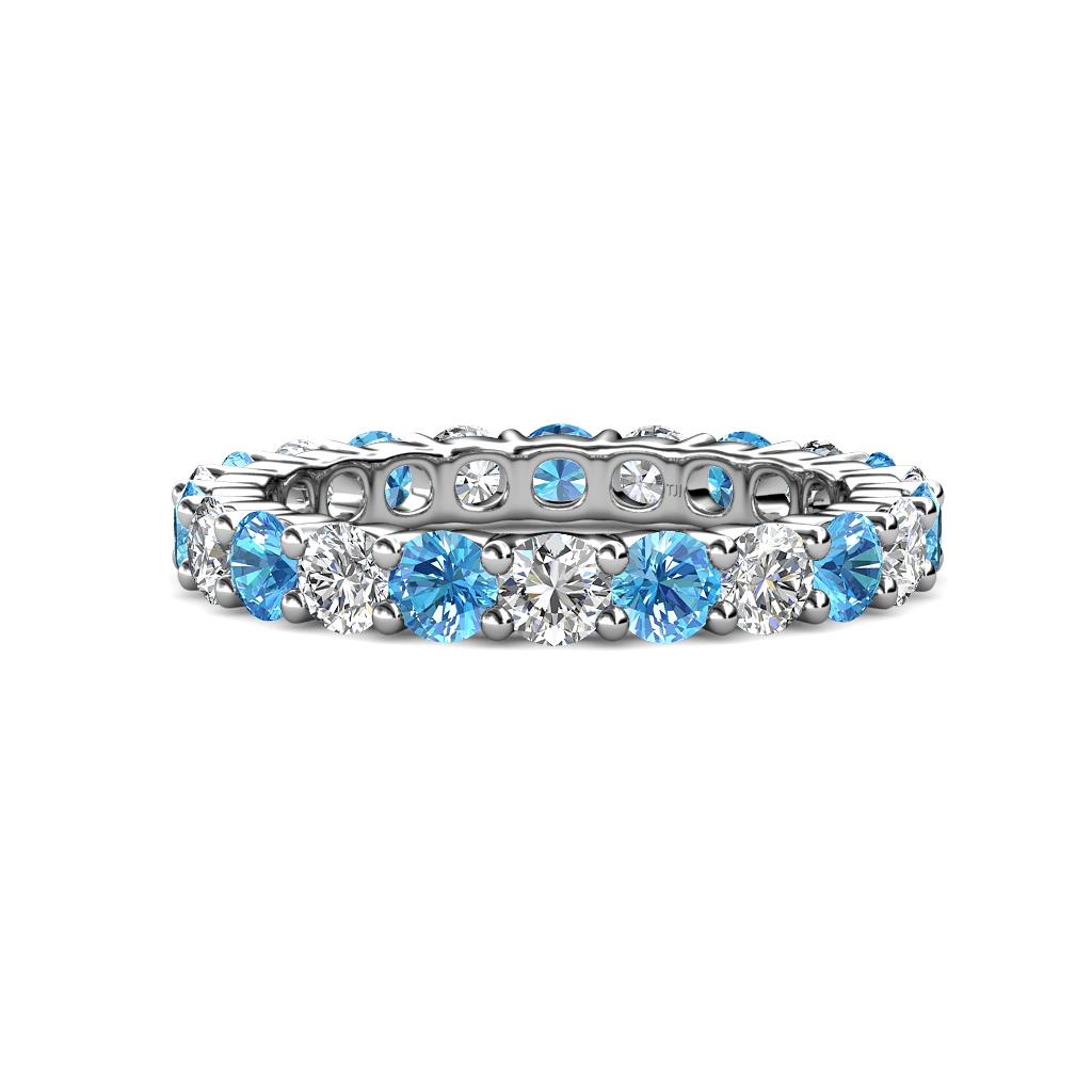 Joyce 4.00 mm Blue Topaz and Diamond Eternity Band 