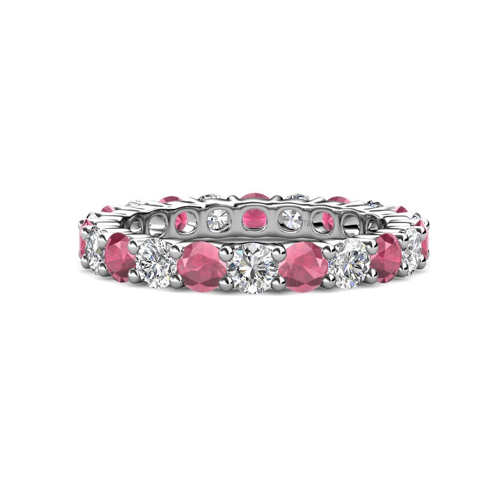 Joyce 4.00 mm Rhodolite Garnet and Lab Grown Diamond Eternity Band 