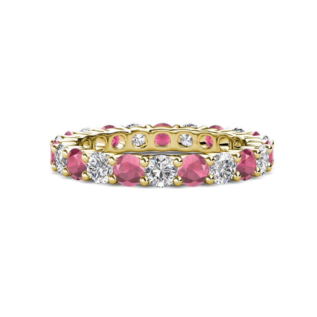 Joyce 4.00 mm Rhodolite Garnet and Lab Grown Diamond Eternity Band 