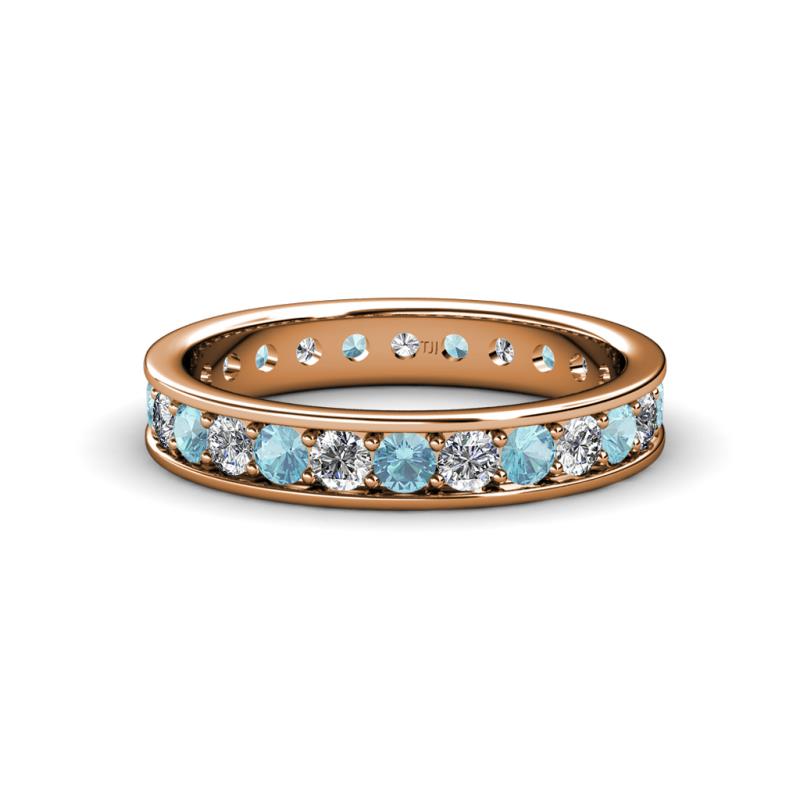 Livia 2.70 mm Aquamarine and Lab Grown Diamond Eternity Band 