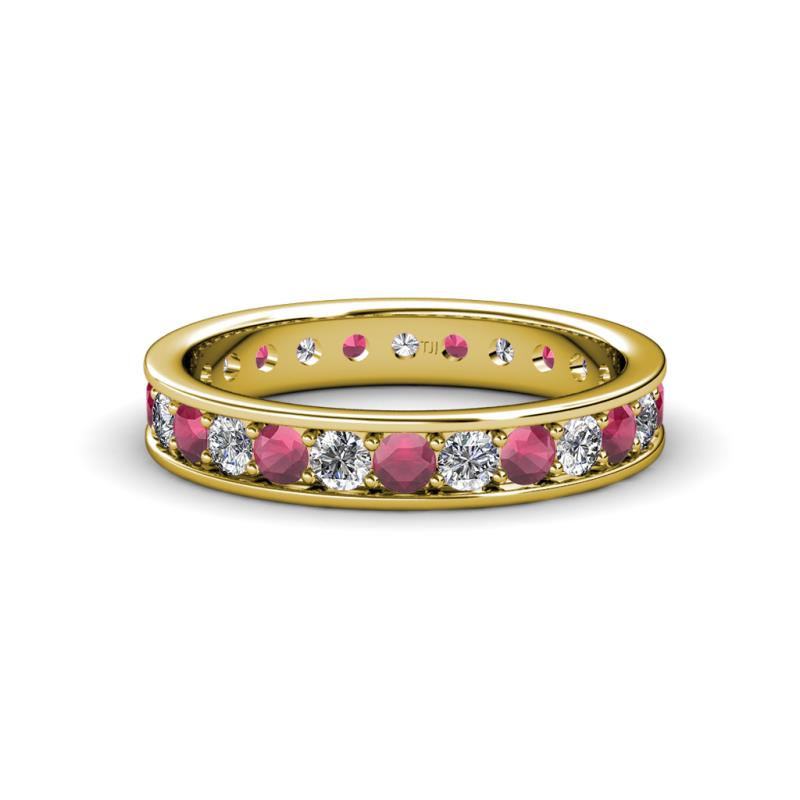 Livia 2.70 mm Rhodolite Garnet and Lab Grown Diamond Eternity Band 