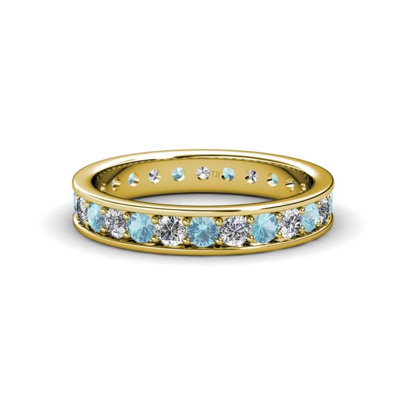 Livia 2.70 mm Aquamarine and Lab Grown Diamond Eternity Band 