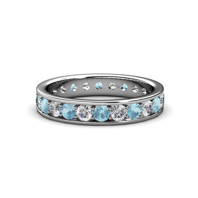 Livia 3.00 mm Aquamarine and Lab Grown Diamond Eternity Band 