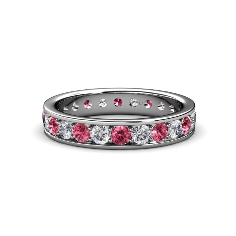 Livia 3.00 mm Pink Tourmaline and Lab Grown Diamond Eternity Band 