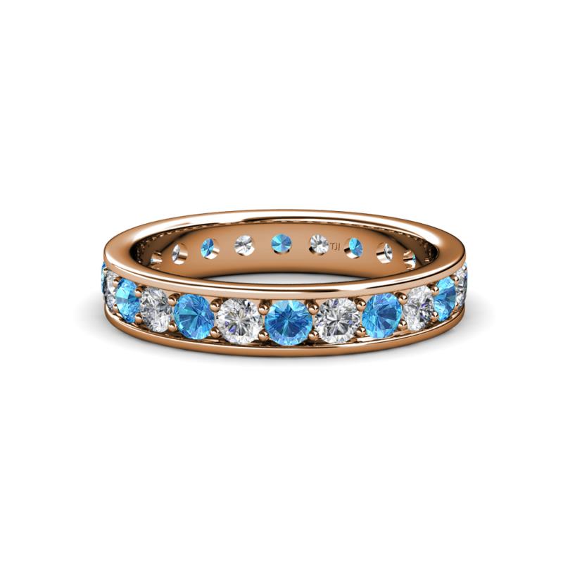 Livia 3.00 mm Blue Topaz and Lab Grown Diamond Eternity Band 