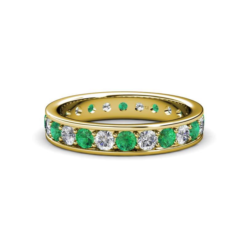 Livia 3.00 mm Emerald and Lab Grown Diamond Eternity Band 