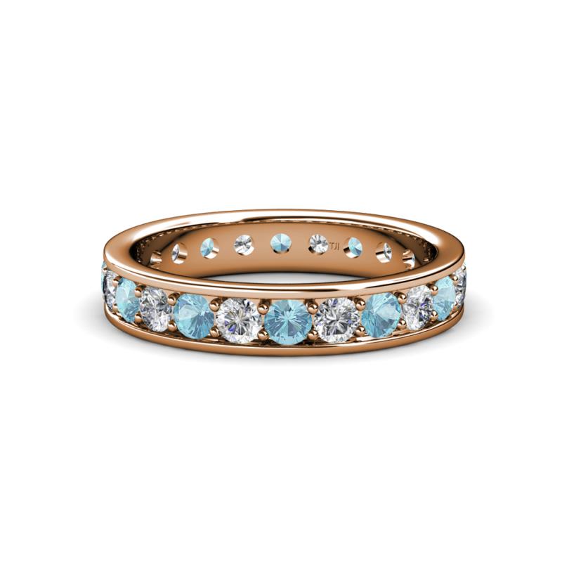 Livia 3.00 mm Aquamarine and Lab Grown Diamond Eternity Band 