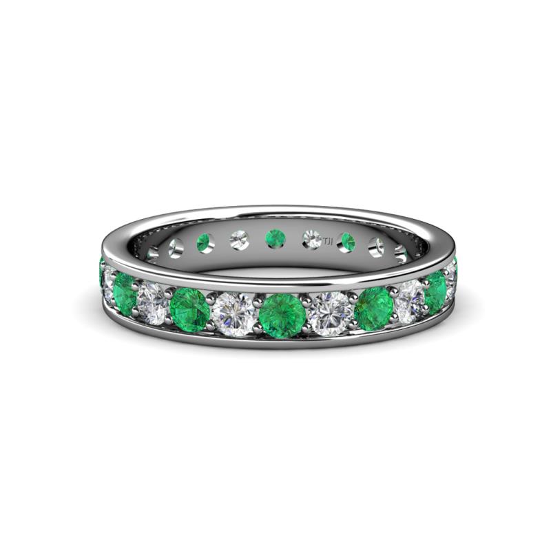 Livia 3.00 mm Emerald and Lab Grown Diamond Eternity Band 