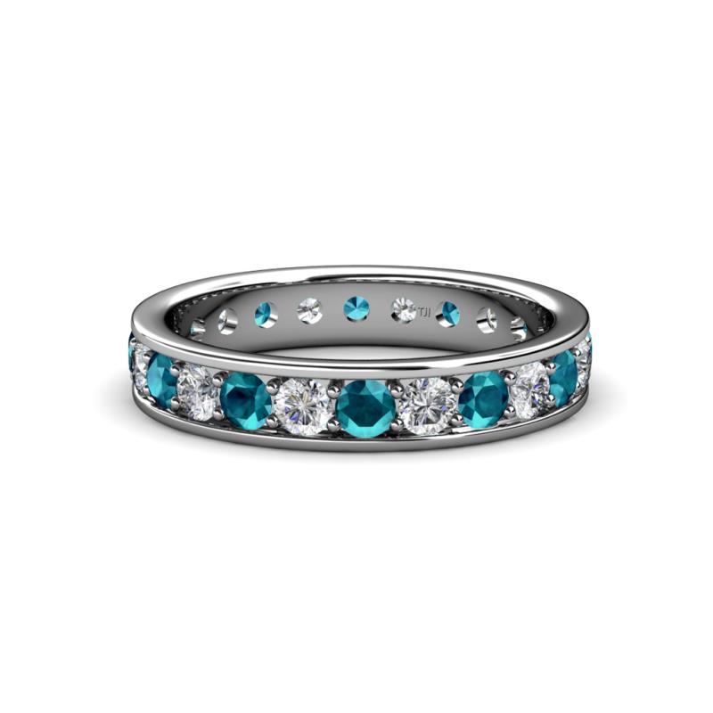 Livia 3.00 mm London Blue Topaz and Lab Grown Diamond Eternity Band 