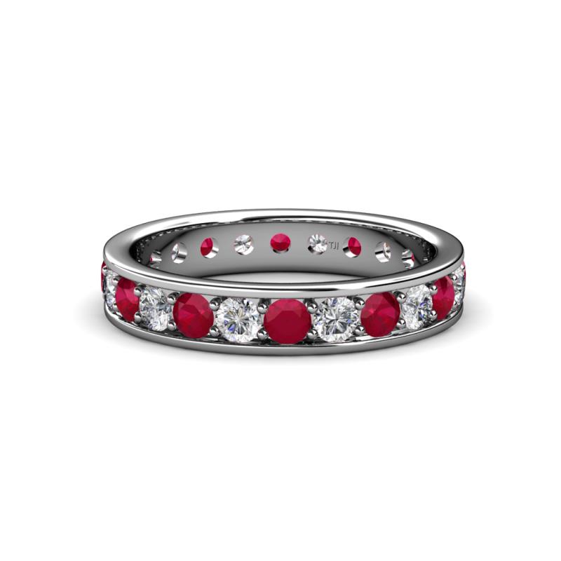 Livia 3.00 mm Ruby and Lab Grown Diamond Eternity Band 