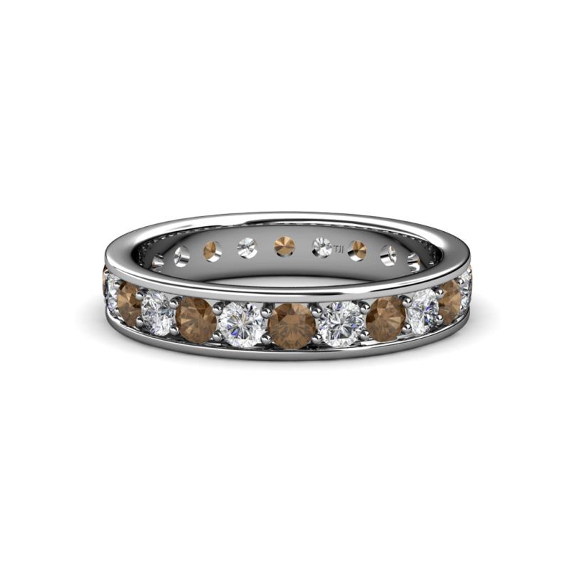 Livia 3.00 mm Smoky Quartz and Lab Grown Diamond Eternity Band 