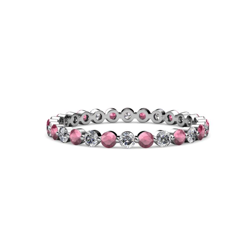 Valerie 2.40 mm Rhodolite Garnet and Lab Grown Diamond Eternity Band 