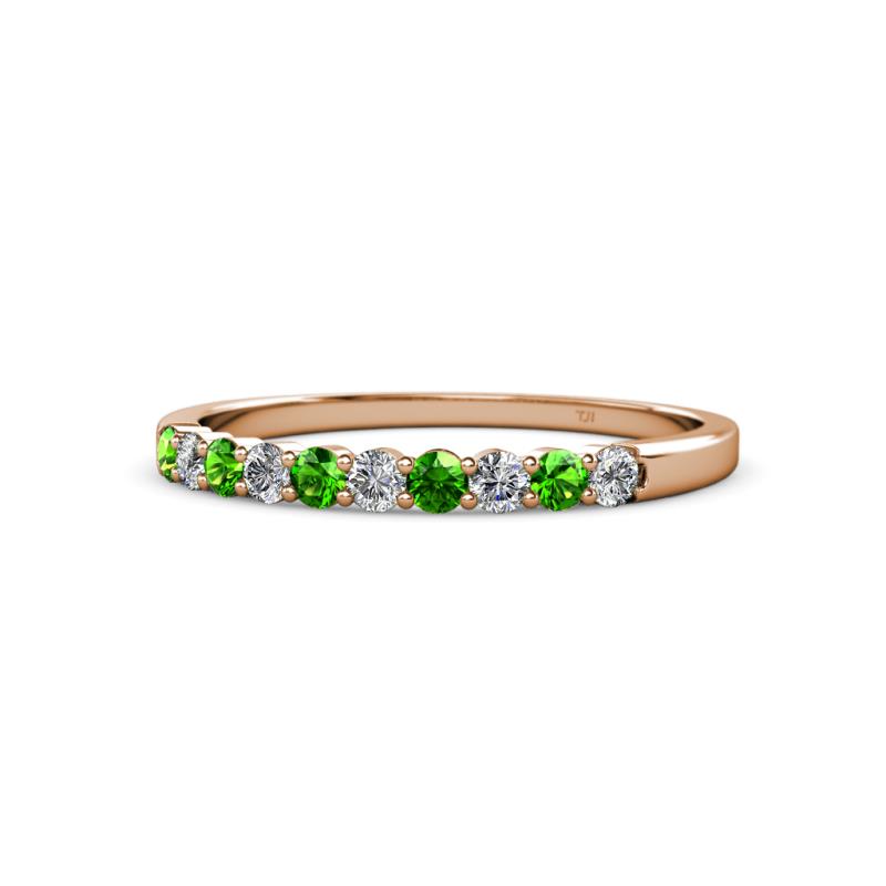 Clara 2.40 mm Green Garnet and Lab Grown Diamond 10 Stone Wedding Band 