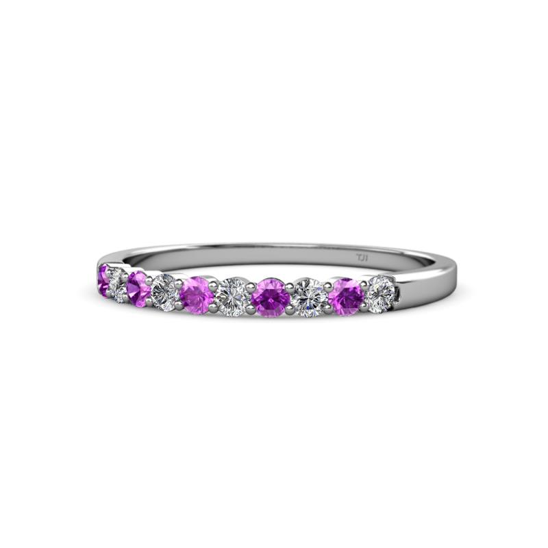 Clara 2.40 mm Amethyst and Lab Grown Diamond 10 Stone Wedding Band 