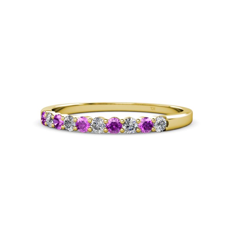 Clara 2.40 mm Amethyst and Lab Grown Diamond 10 Stone Wedding Band 