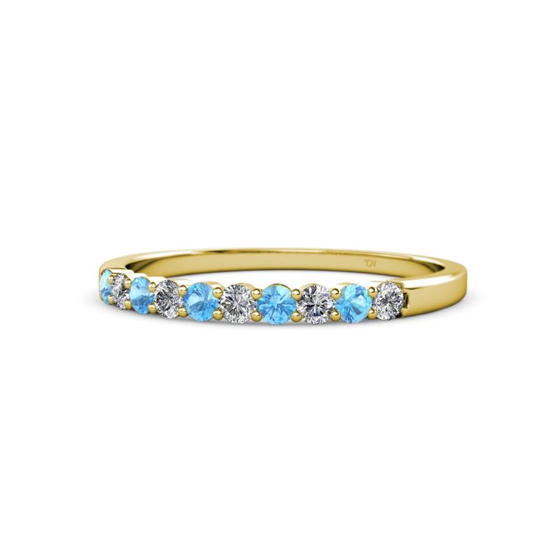 Clara 2.40 mm Blue Topaz and Lab Grown Diamond 10 Stone Wedding Band 