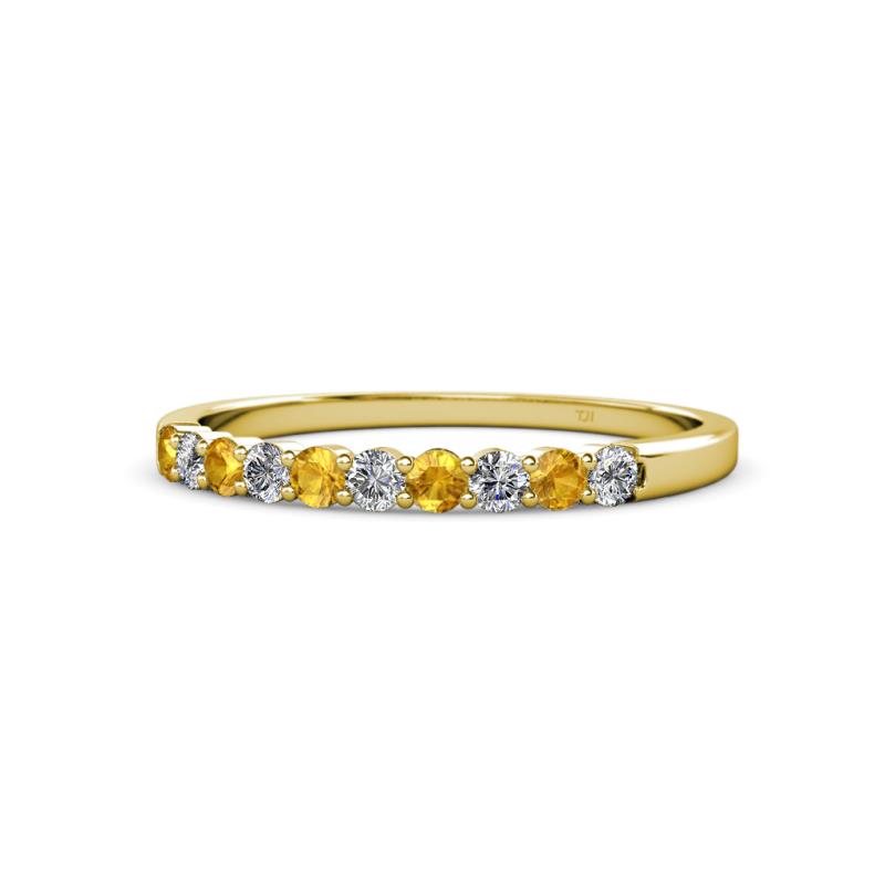 Clara 2.40 mm Citrine and Lab Grown Diamond 10 Stone Wedding Band 