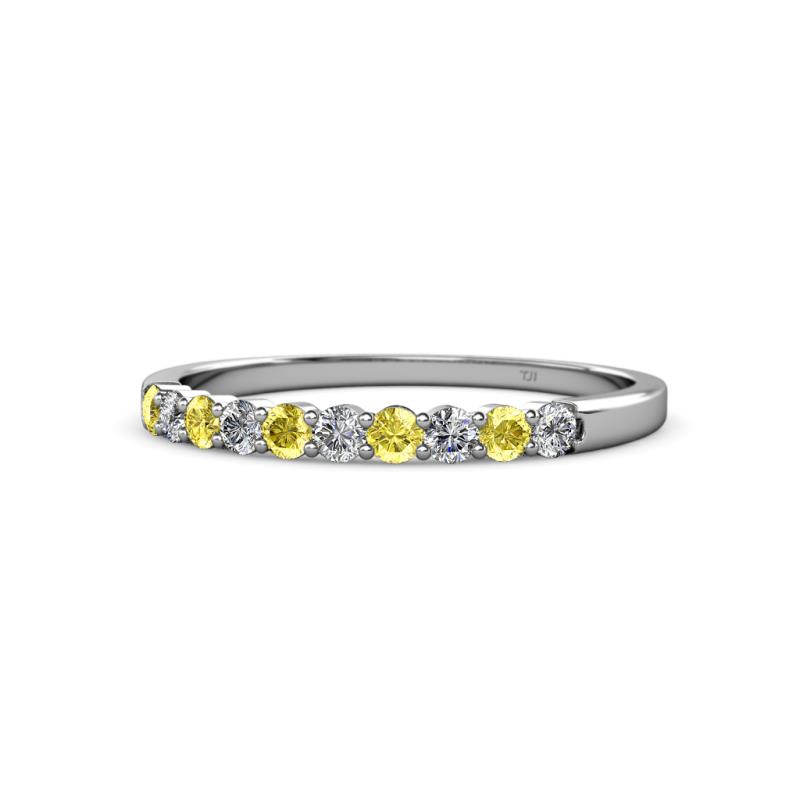Clara 2.40 mm Yellow Sapphire and Lab Grown Diamond 10 Stone Wedding Band 
