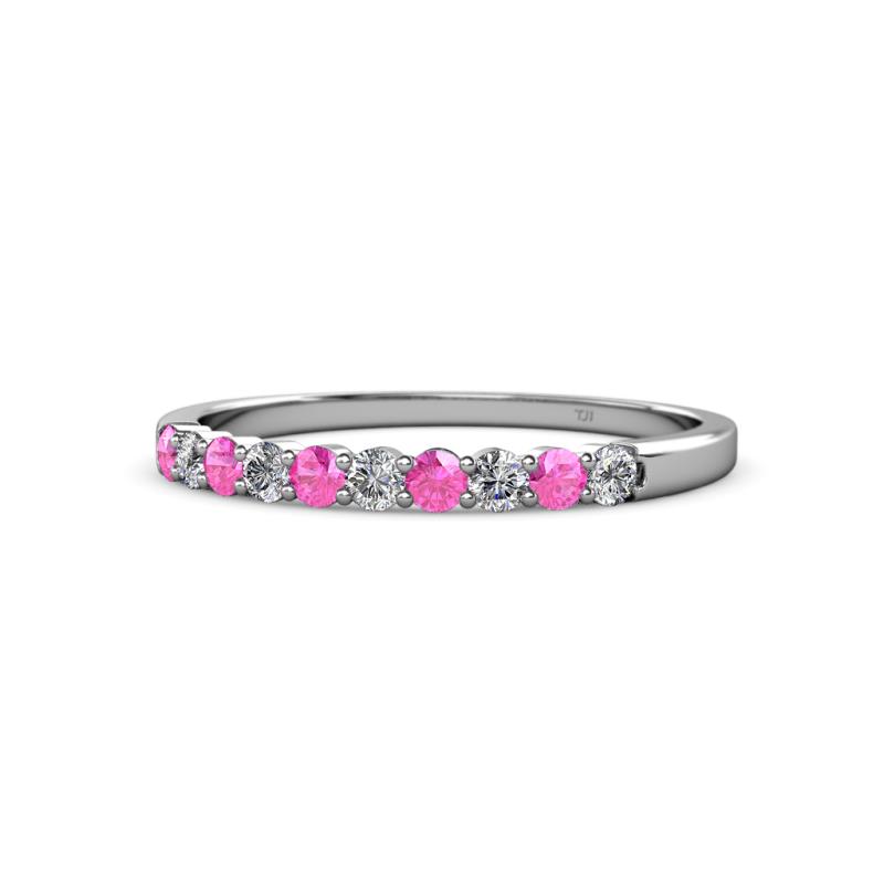 Clara 2.40 mm Pink Sapphire and Lab Grown Diamond 10 Stone Wedding Band 
