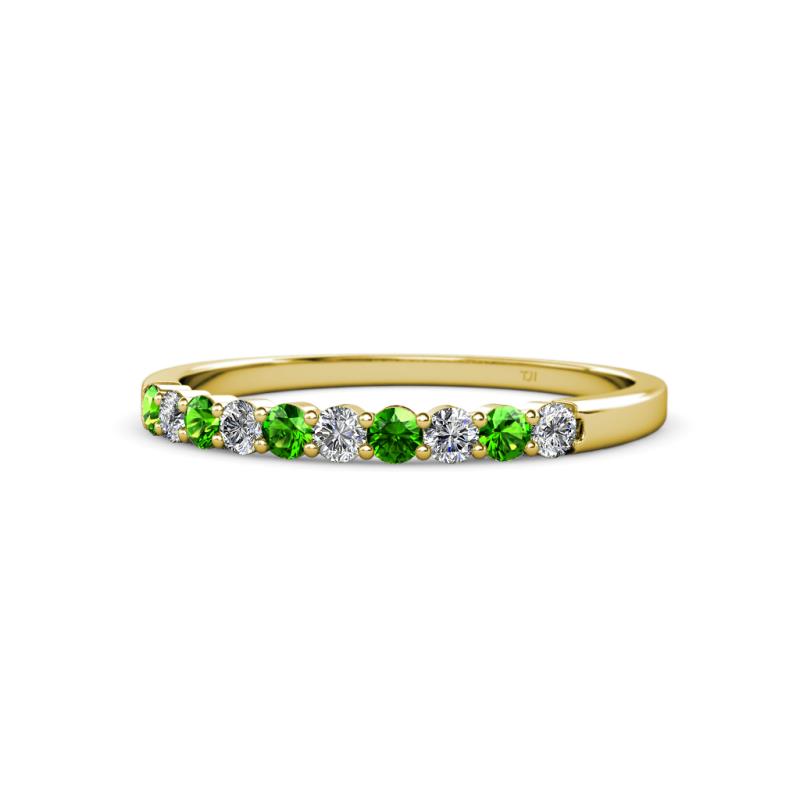 Clara 2.40 mm Green Garnet and Lab Grown Diamond 10 Stone Wedding Band 