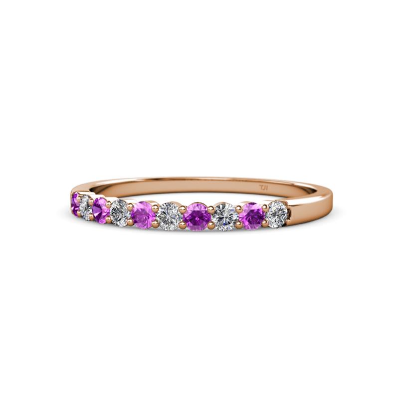 Clara 2.40 mm Amethyst and Lab Grown Diamond 10 Stone Wedding Band 