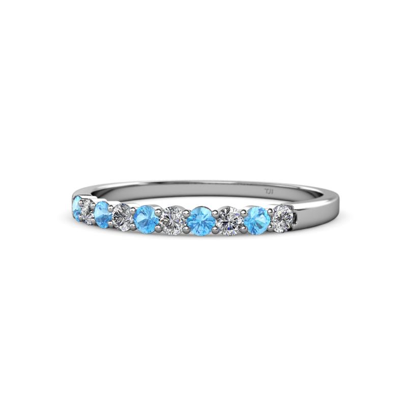 Clara 2.40 mm Blue Topaz and Lab Grown Diamond 10 Stone Wedding Band 