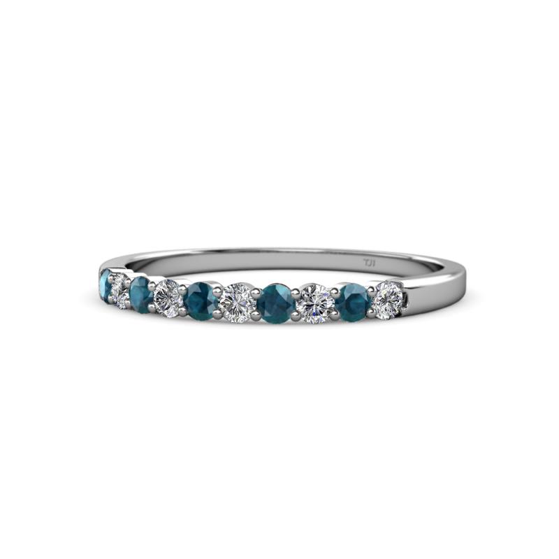 Clara 2.40 mm London Blue Topaz and Lab Grown Diamond 10 Stone Wedding Band 