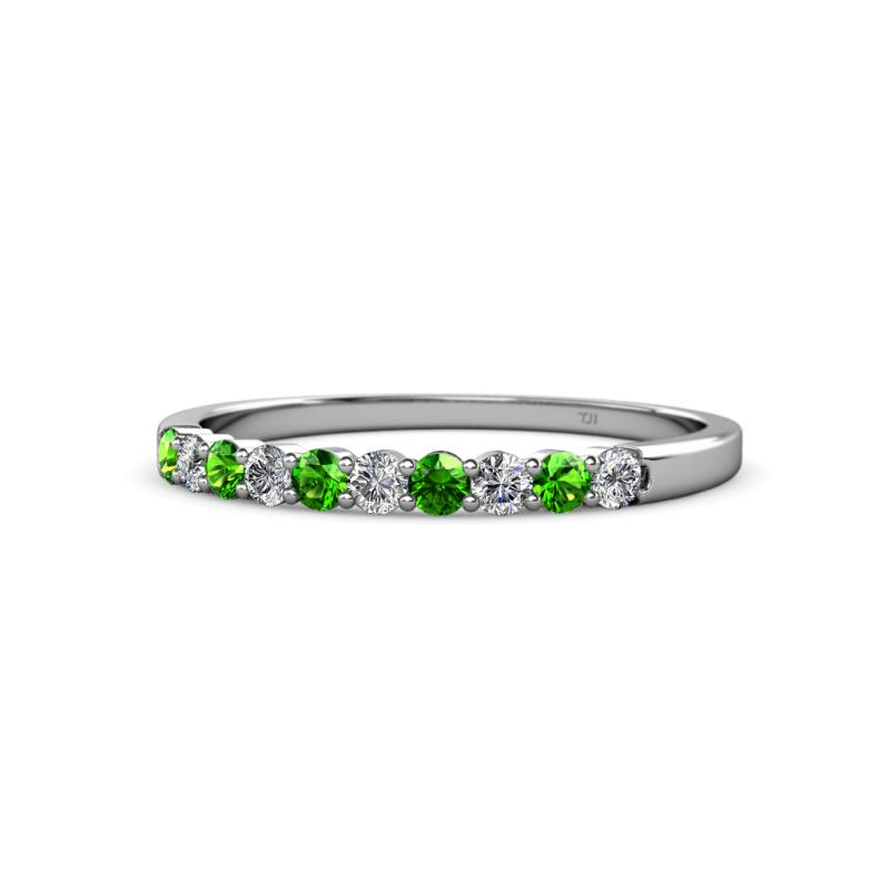 Clara 2.40 mm Green Garnet and Lab Grown Diamond 10 Stone Wedding Band 