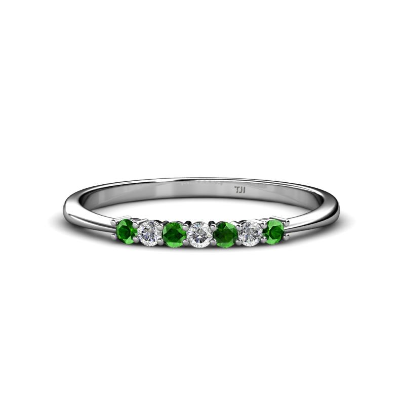 Reina 2.00 mm Green Garnet and Lab Grown Diamond 7 Stone Wedding Band 