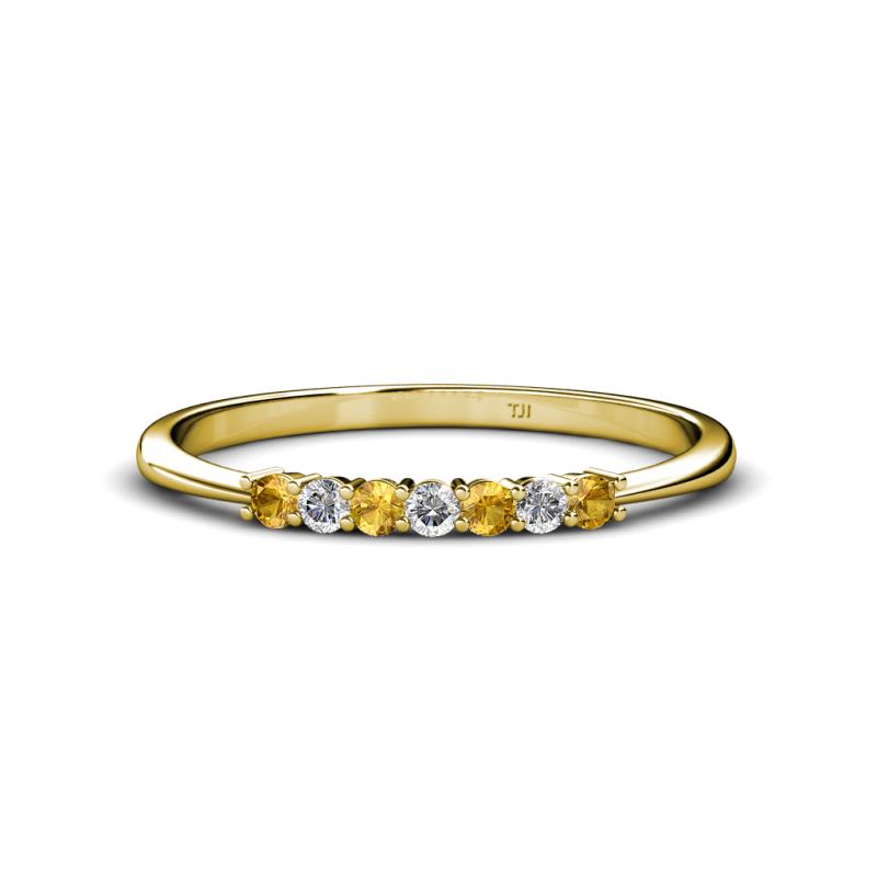 Reina 2.00 mm Citrine and Lab Grown Diamond 7 Stone Wedding Band 