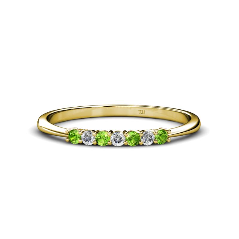 Reina 2.00 mm Peridot and Lab Grown Diamond 7 Stone Wedding Band 