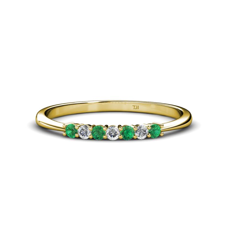 Reina 2.00 mm Emerald and Lab Grown Diamond 7 Stone Wedding Band 