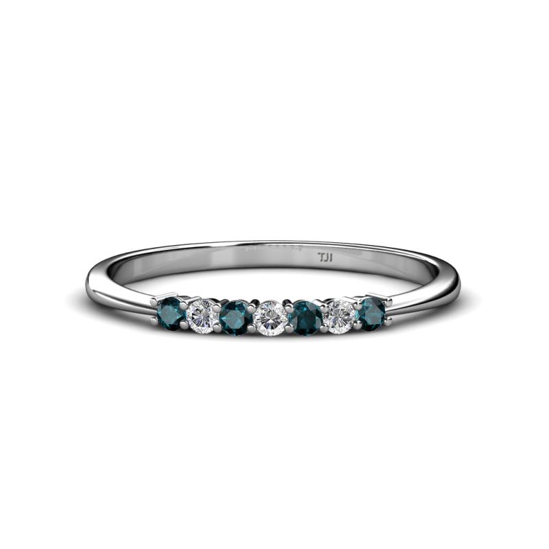 Reina 2.00 mm London Blue Topaz and Lab Grown Diamond 7 Stone Wedding Band 