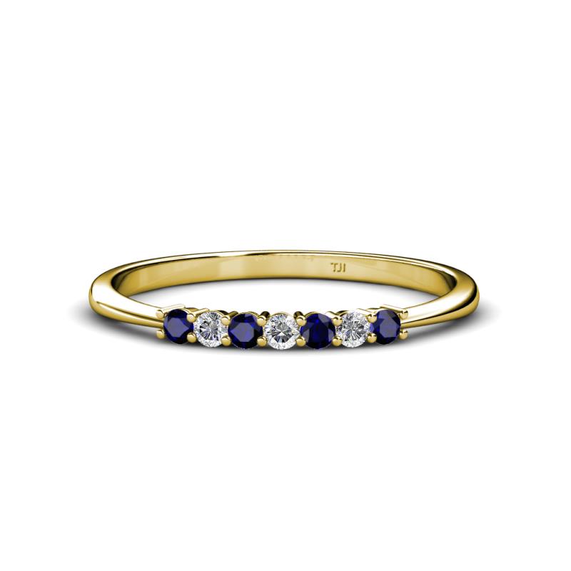 Reina 2.00 mm Blue Sapphire and Lab Grown Diamond 7 Stone Wedding Band 