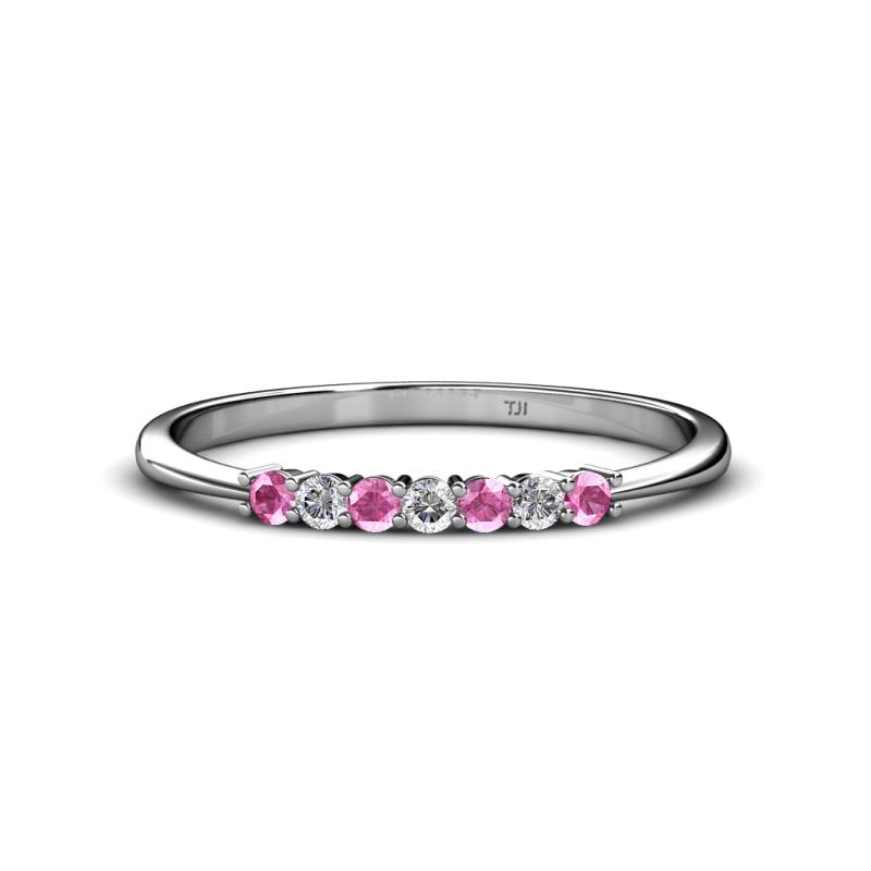 Reina 2.00 mm Pink Sapphire and Lab Grown Diamond 7 Stone Wedding Band 