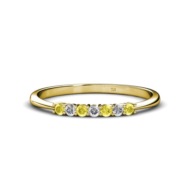 Reina 2.00 mm Yellow Sapphire and Lab Grown Diamond 7 Stone Wedding Band 