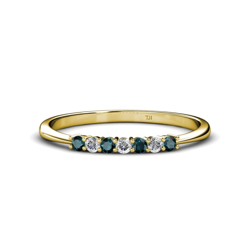 Reina 2.00 mm London Blue Topaz and Lab Grown Diamond 7 Stone Wedding Band 