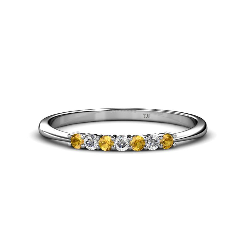 Reina 2.00 mm Citrine and Lab Grown Diamond 7 Stone Wedding Band 