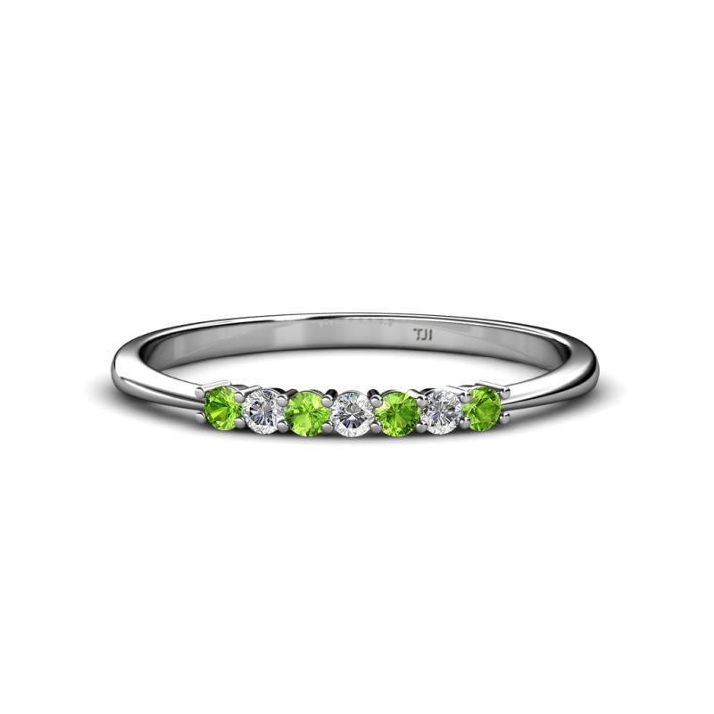 Reina 2.00 mm Peridot and Lab Grown Diamond 7 Stone Wedding Band 