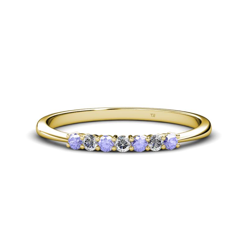 Reina 2.30 mm Tanzanite and Lab Grown Diamond 7 Stone Wedding Band 