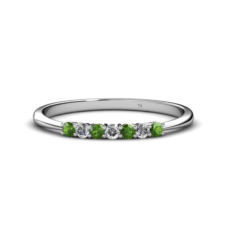 Reina 2.30 mm Green Garnet and Lab Grown Diamond 7 Stone Wedding Band 