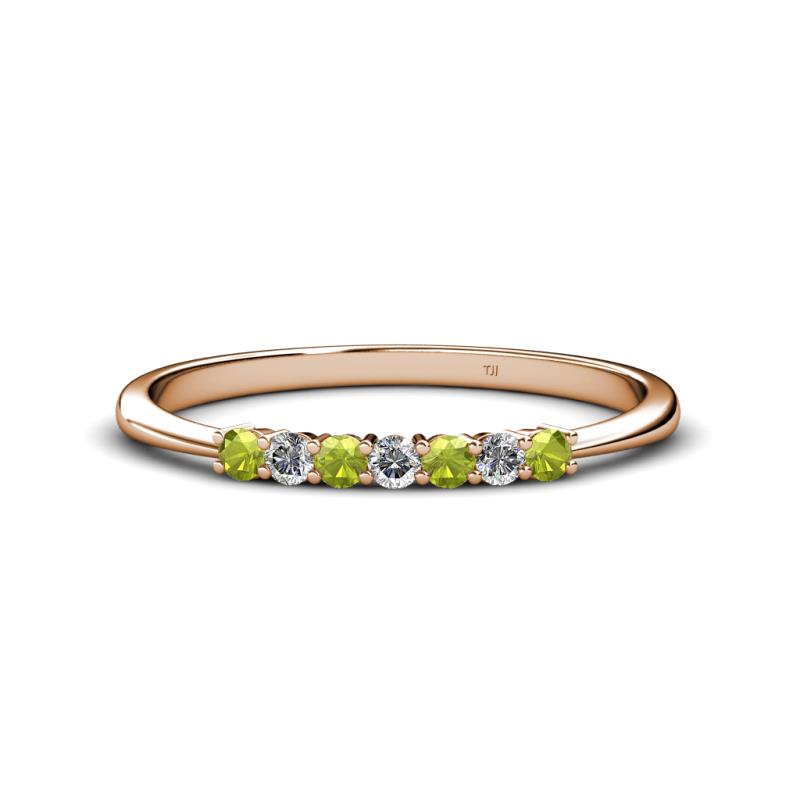Reina 2.30 mm Peridot and Lab Grown Diamond 7 Stone Wedding Band 