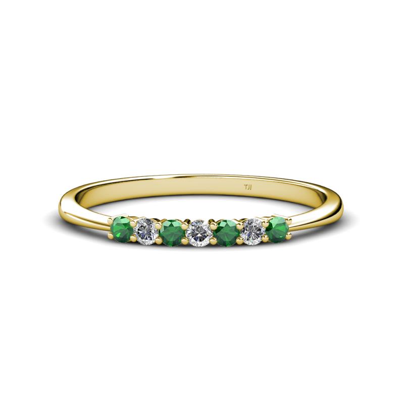 Reina 2.30 mm Emerald and Lab Grown Diamond 7 Stone Wedding Band 