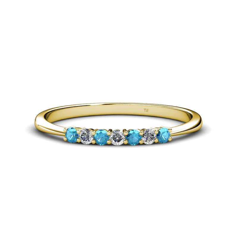 Reina 2.30 mm London Blue Topaz and Lab Grown Diamond 7 Stone Wedding Band 