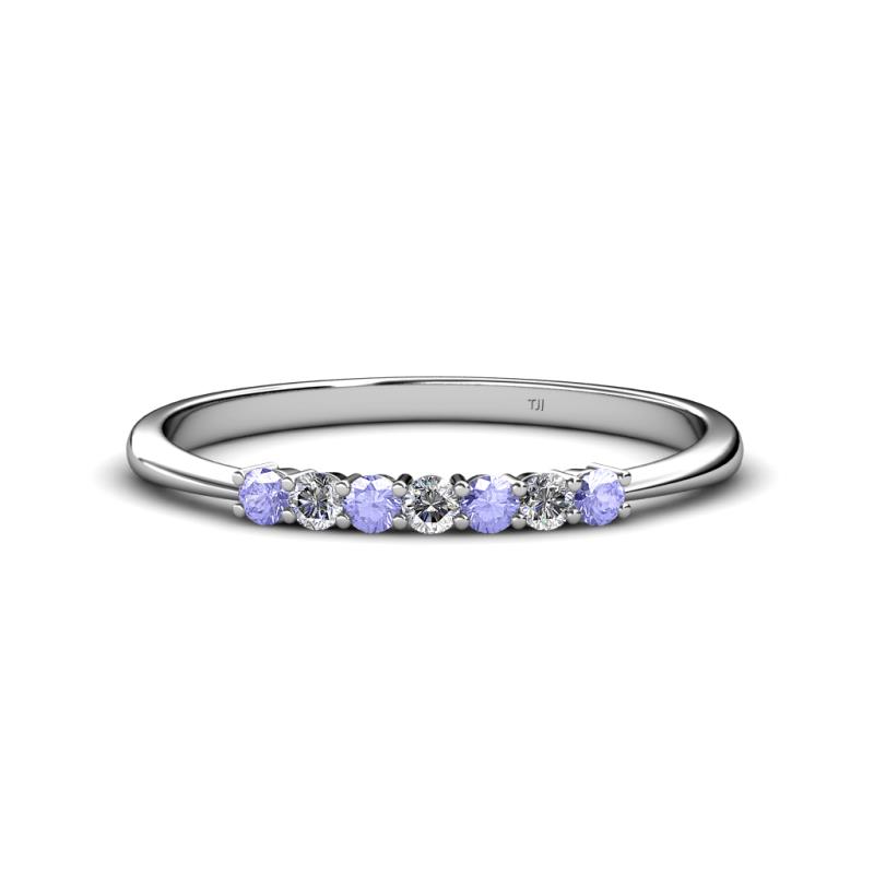 Reina 2.30 mm Tanzanite and Lab Grown Diamond 7 Stone Wedding Band 