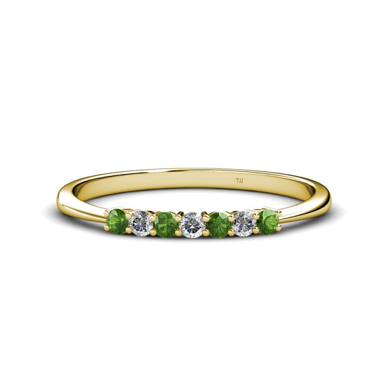 Reina 2.30 mm Green Garnet and Lab Grown Diamond 7 Stone Wedding Band 