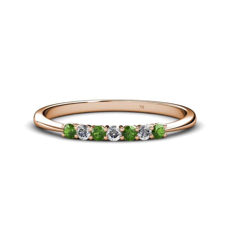 Reina 2.30 mm Green Garnet and Lab Grown Diamond 7 Stone Wedding Band 
