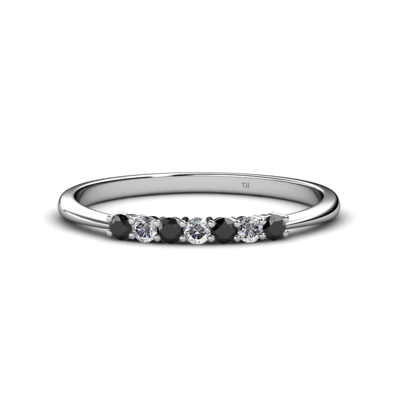Reina 2.30 mm Black and White Lab Grown Diamond 7 Stone Wedding Band 
